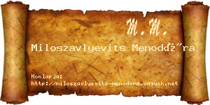 Miloszavlyevits Menodóra névjegykártya